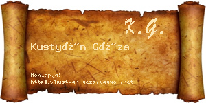 Kustyán Géza névjegykártya